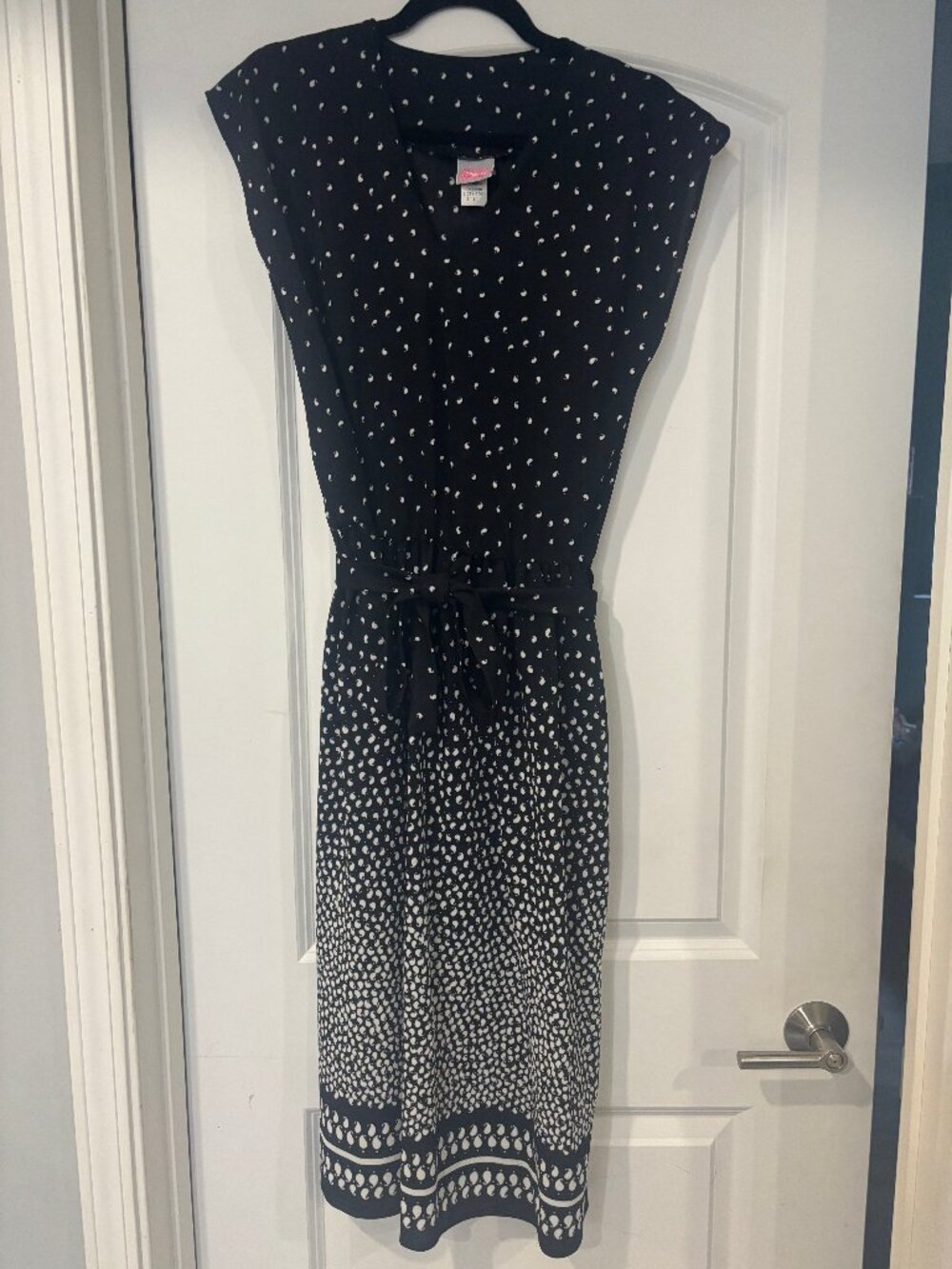 Vintage 80s JCPenney Black White Paisley Midi Dress